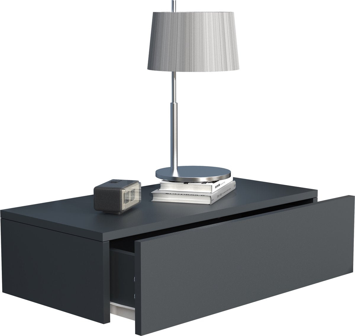 Comodino da parete con cassetto in legno M60 H. 15 x L. 60 x P. 30 cm