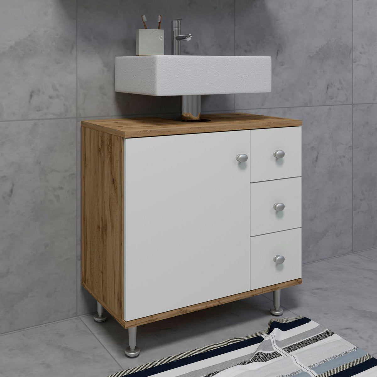 Mobile da bagno in legno sotto lavabo (lavabo non incluso)