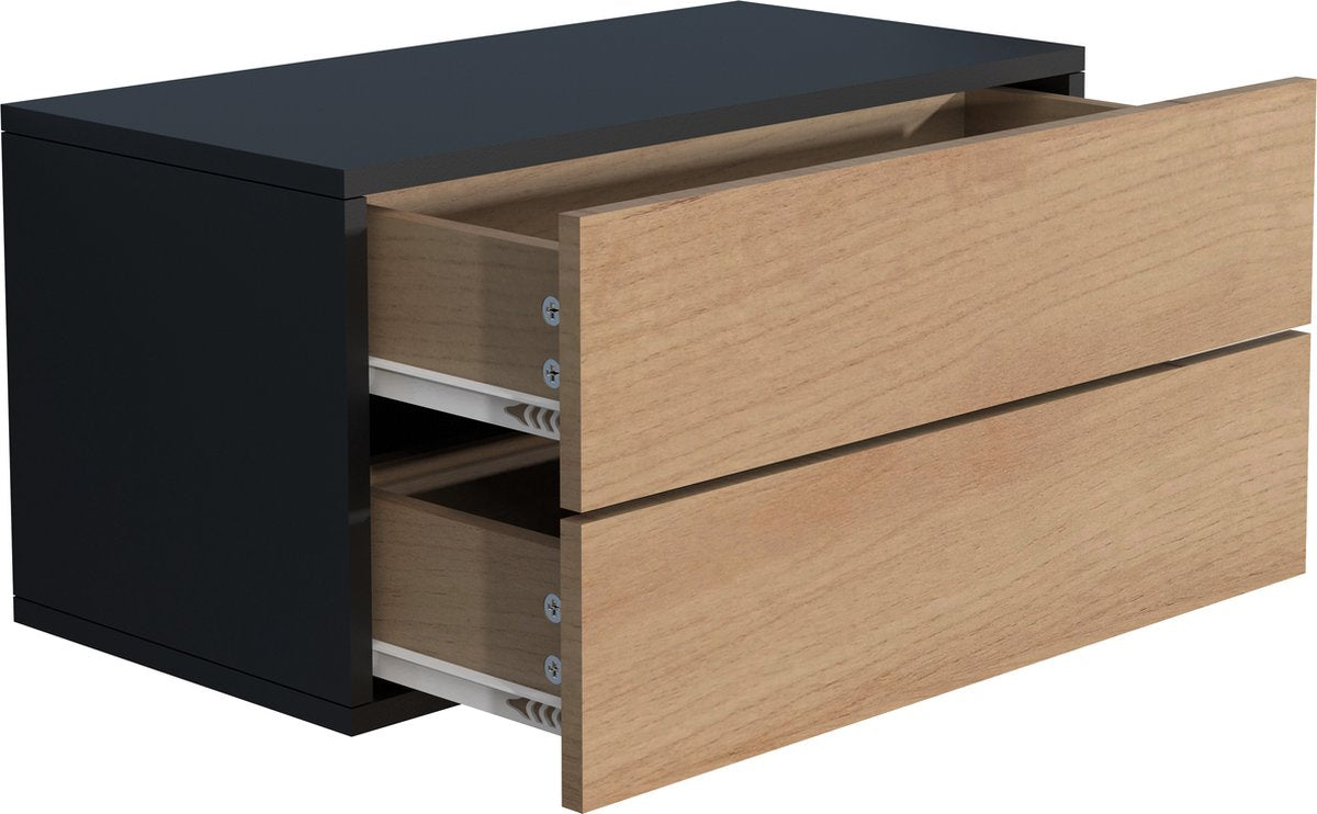 Comodino sospeso a muro con cassetto in legno H. 30 x L. 60 x P. 32 cm