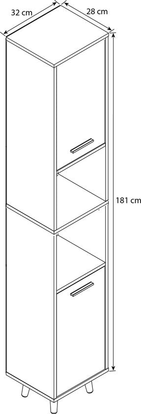 Mobile bagno in legno, mobiletto bagno alto, mobiletto bagno H. 181 x L. 32 x P. 28 cm