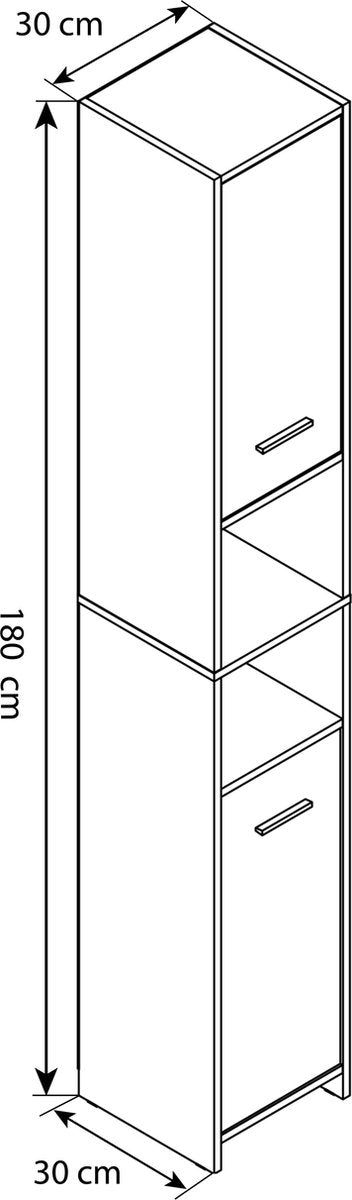 Mobile bagno in legno, mobiletto bagno alto H. 180 x L. 30 x P. 30 cm