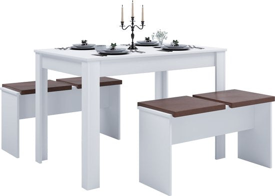 Set da pranzo Tavolo e Panche Bianco
