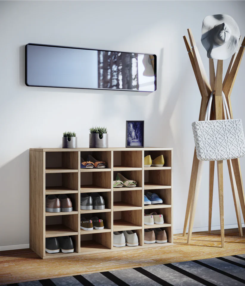 Scarpiera large 20 scomparti, 92 x H. 67 x P. 33 cm Rovere