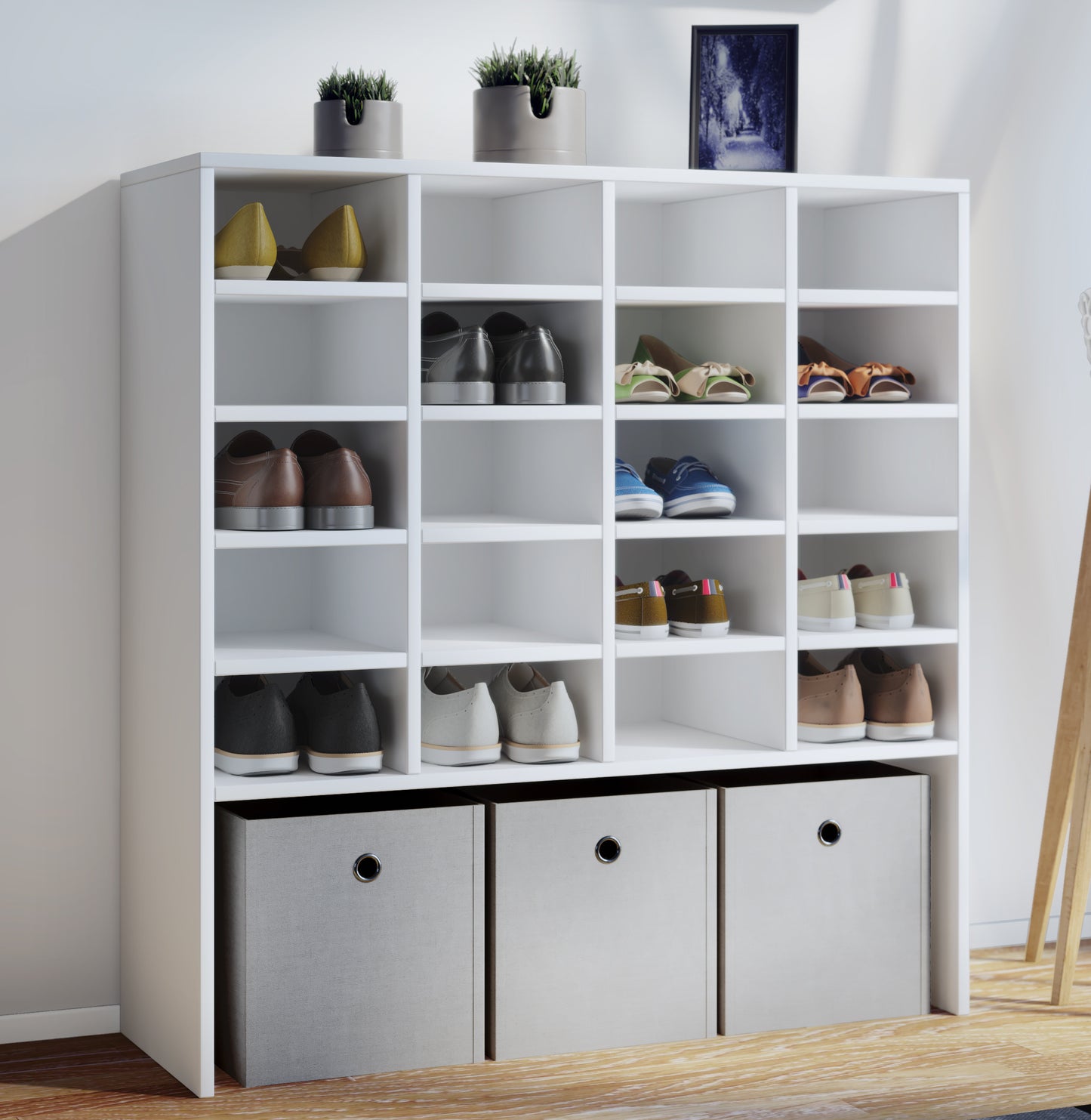 Scarpiera 20 scomparti L. 92 x H. 99 x P. 33 cm Bianco