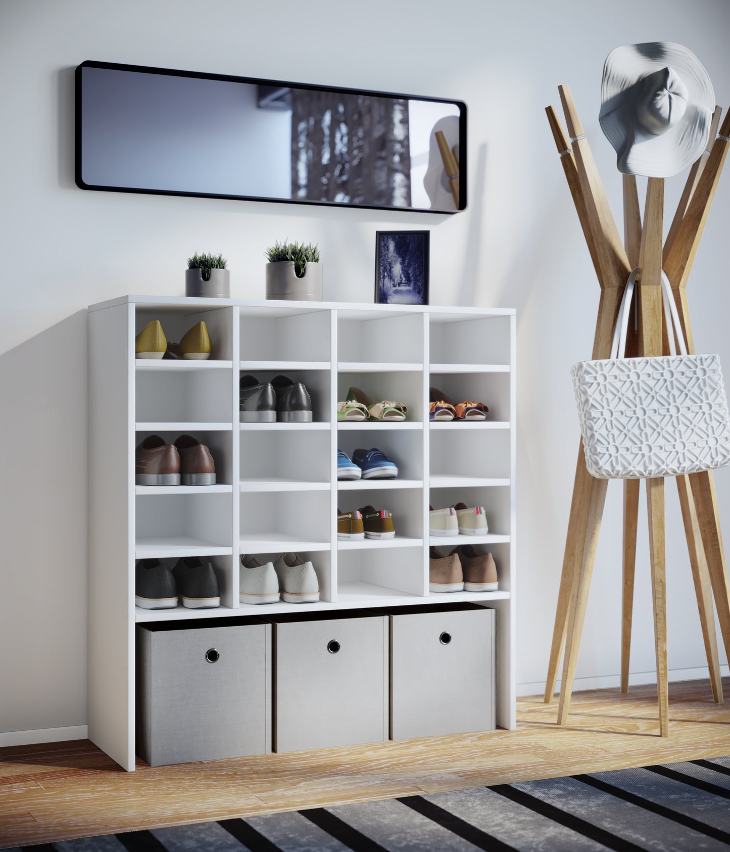 Scarpiera 20 scomparti L. 92 x H. 99 x P. 33 cm Bianco