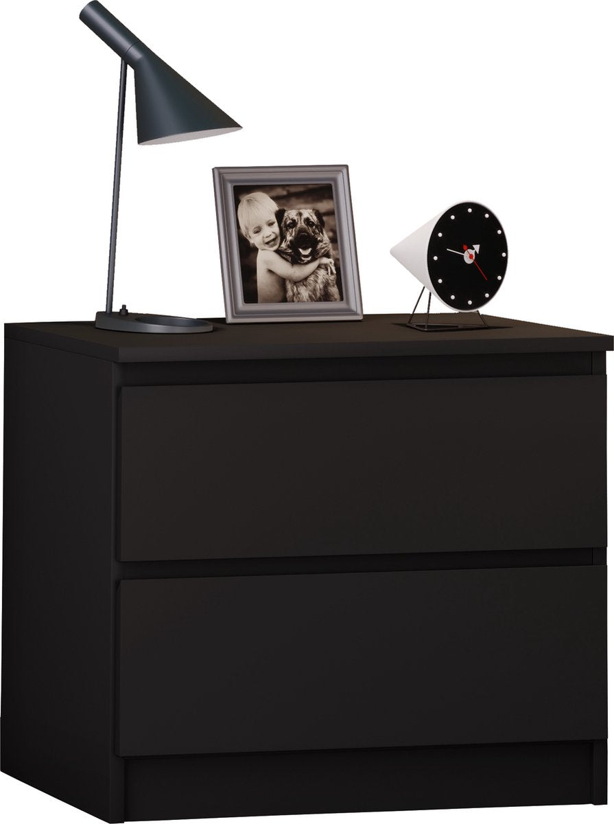 Comodino Nero con cassetto e consolle H. 49 x L. 55 x P. 40 cm