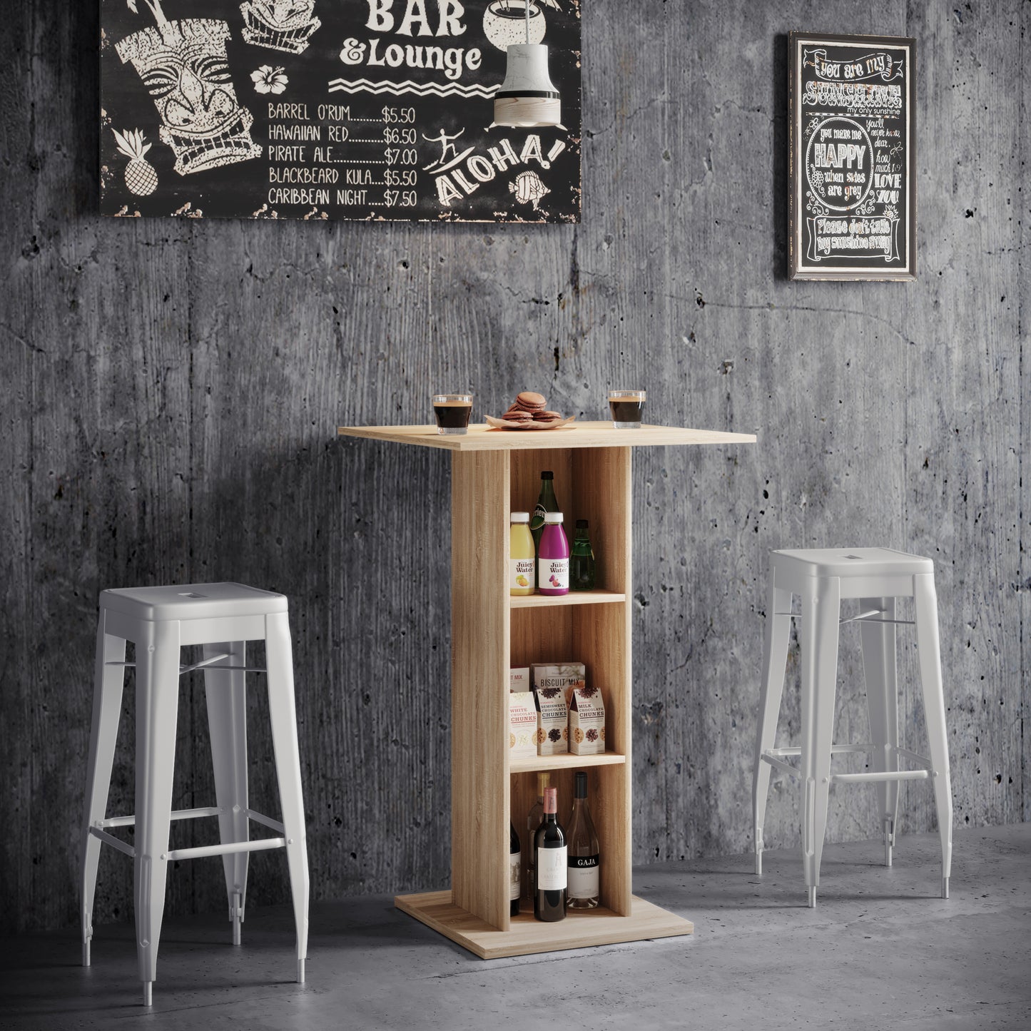 Tavolo alto da bar in legno 108 x 70 x 70 cm