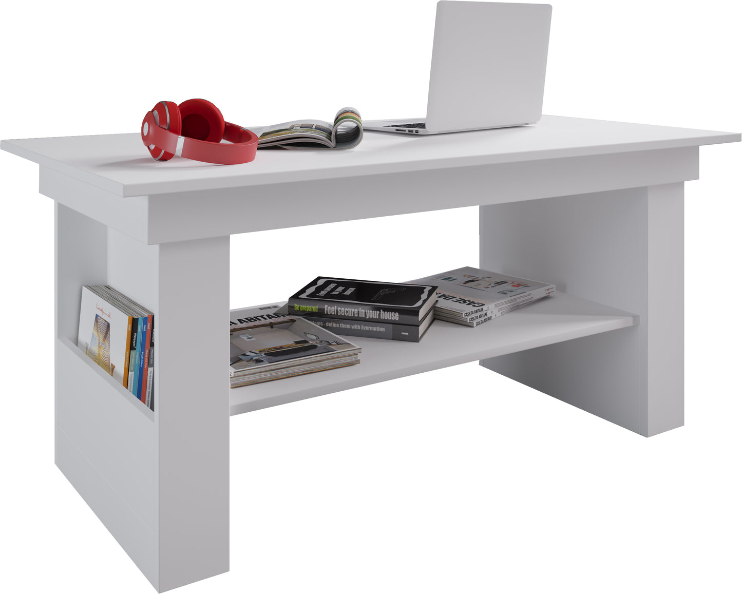 Tavolino con 1 ripiano e 2 scomparti bianco P65 X H53 X L 115