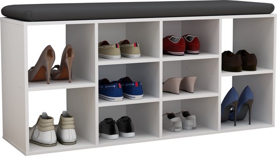 Scarpiera con ripiano in legno 50 x 104 x 30 cm bianca