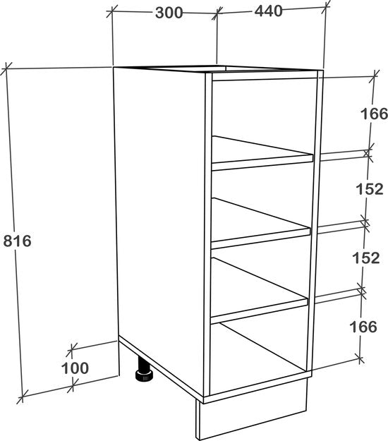 Mensola Mobile Base da Cucina h. 82 x b. 30 x d. 44 cm Bianco