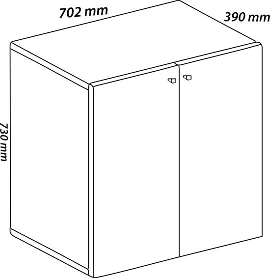 Armadio per Ufficio ripiano variabile e due scomparti per 14 cartelle H. 74 x P. 40 cm
