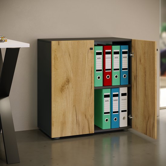 Armadio per Ufficio ripiano variabile e due scomparti per 14 cartelle H. 74 x P. 40 cm