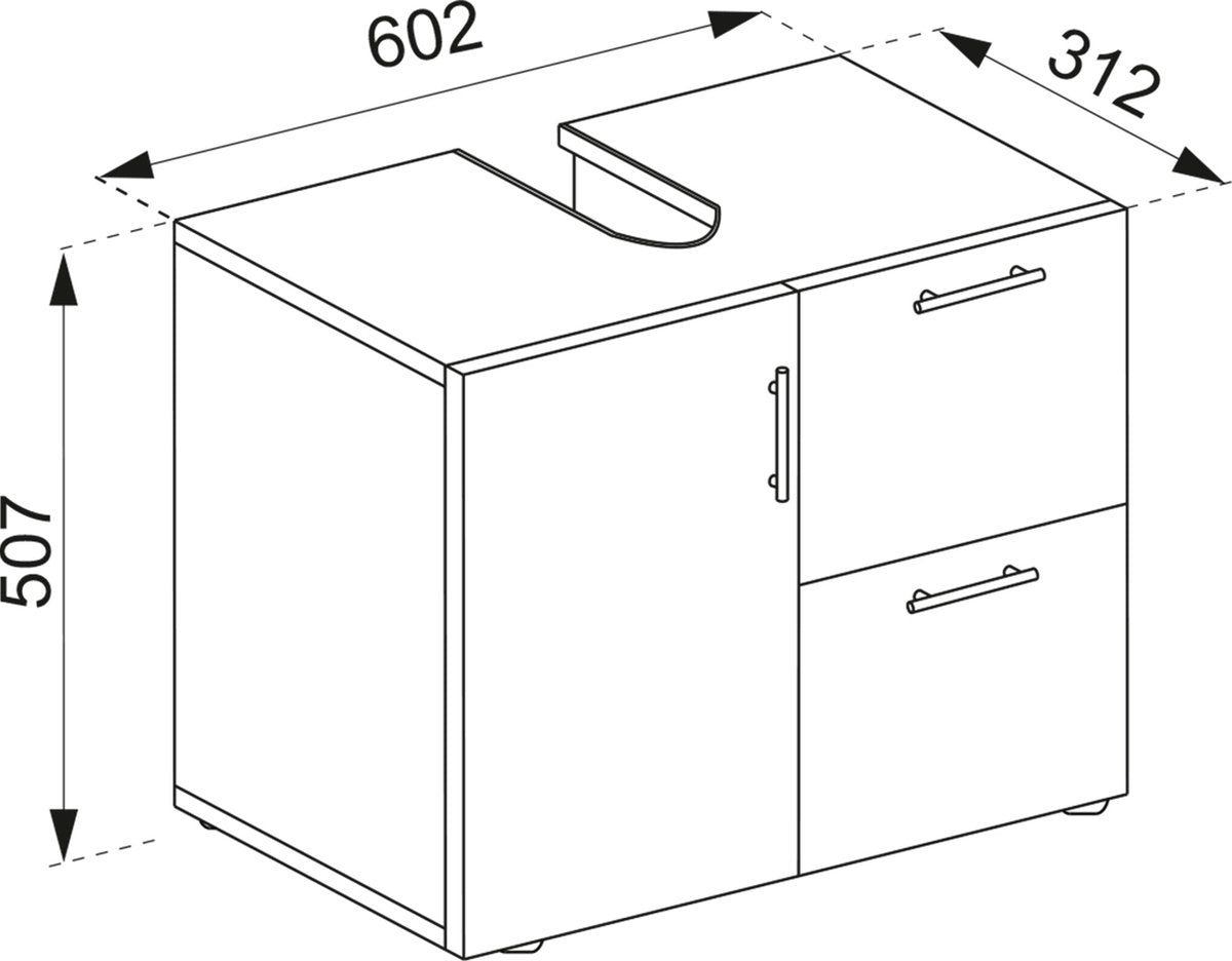 Mobile senza Lavabo Bagno H. 51 x L. 61 x P. 32 cm