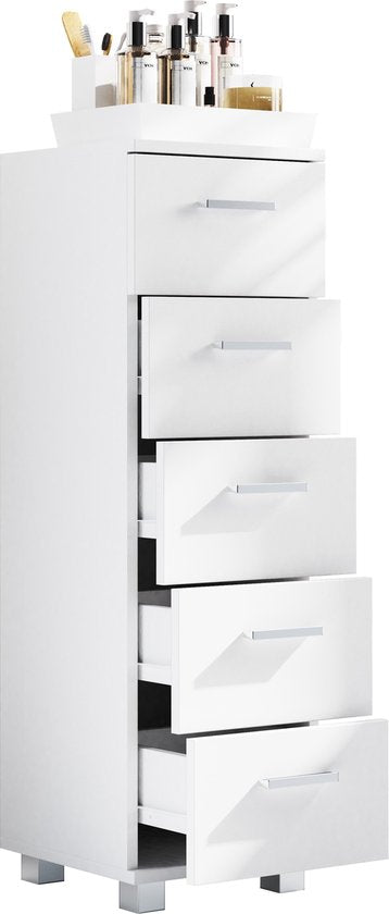 Mobiletto Bagno 5 cassetti H. 90 x L. 30 x P. 30 cm
