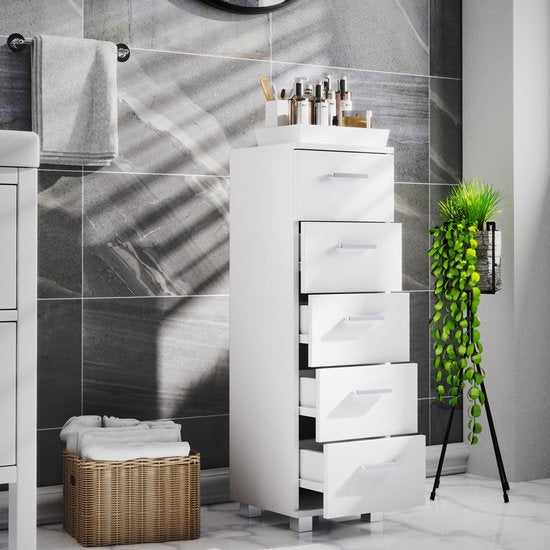 Mobiletto Bagno 5 cassetti H. 90 x L. 30 x P. 30 cm