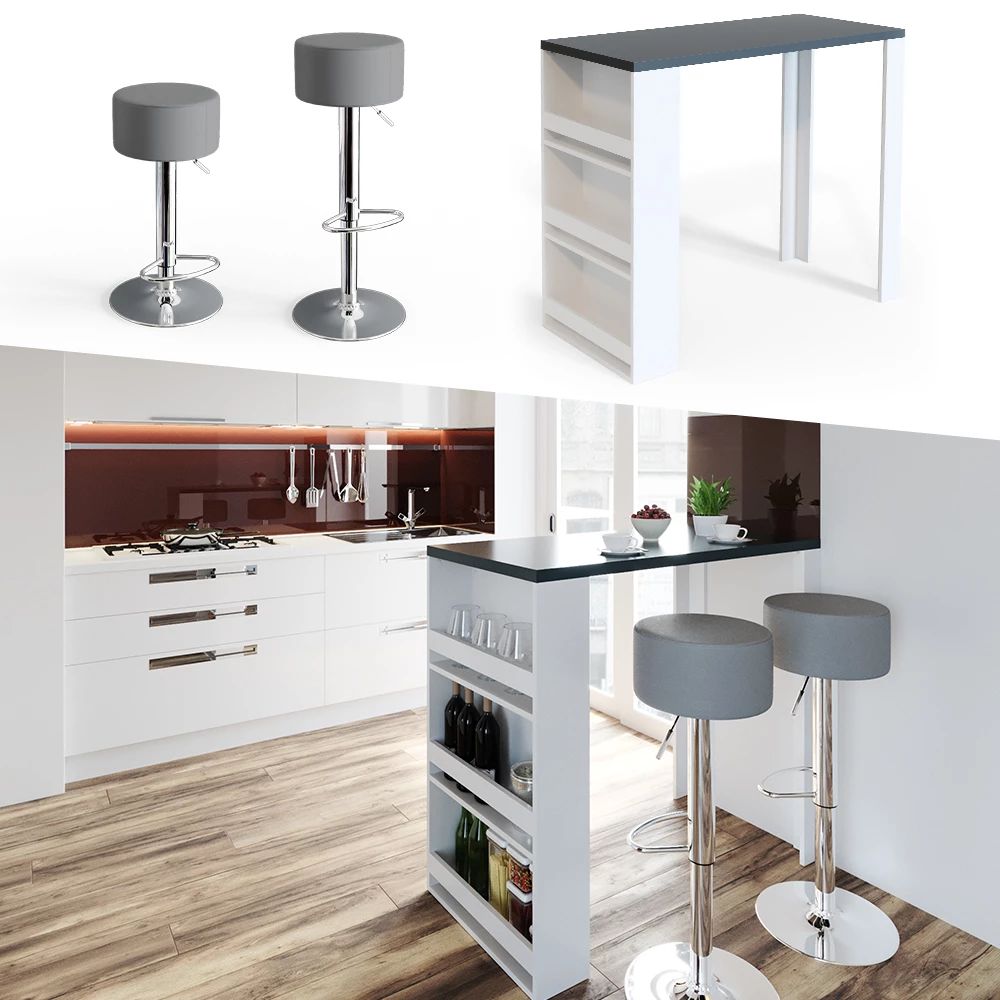 Tavolo bar bianco grigio 57 x 117 cm