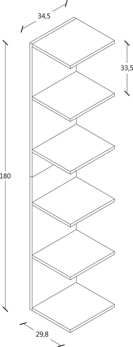 Scaffale in legno, libreria H. 180 x L. 35 x P. 30 cm