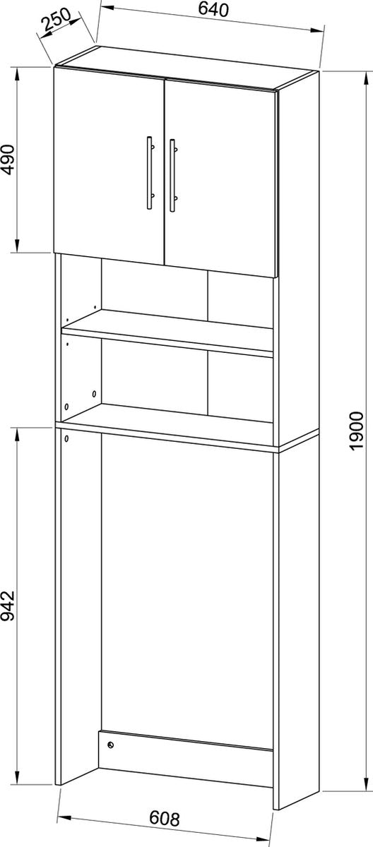 Sovrastruttura per lavatrice L. 64 x A. 190 x P. 25 cm