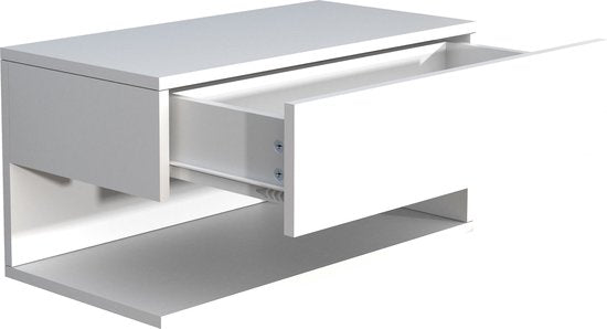 Comodino sospeso con cassetto a muro 30 x L. 60 x P. 32 cm Bianco