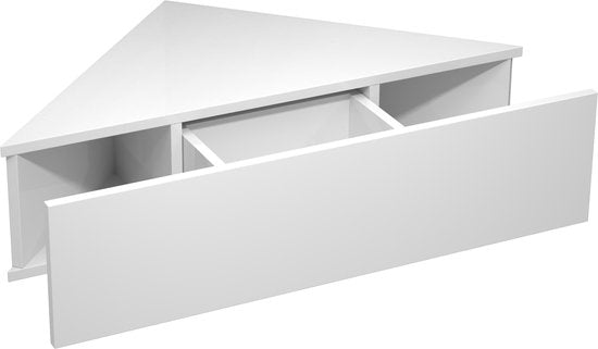 Comodino con cassetto angolare a muro H. 15 x L. 60 x P. 43 cm