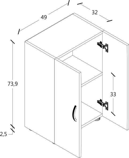 Armadio per ufficio con cassetti, libri e cartelle 2 scomparti L. 70 x A. 74 x P. 40 cm