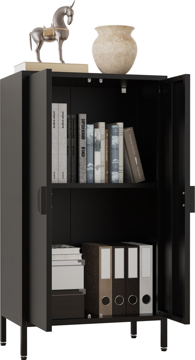 Cassettiera in legno, credenza con ante girevoli