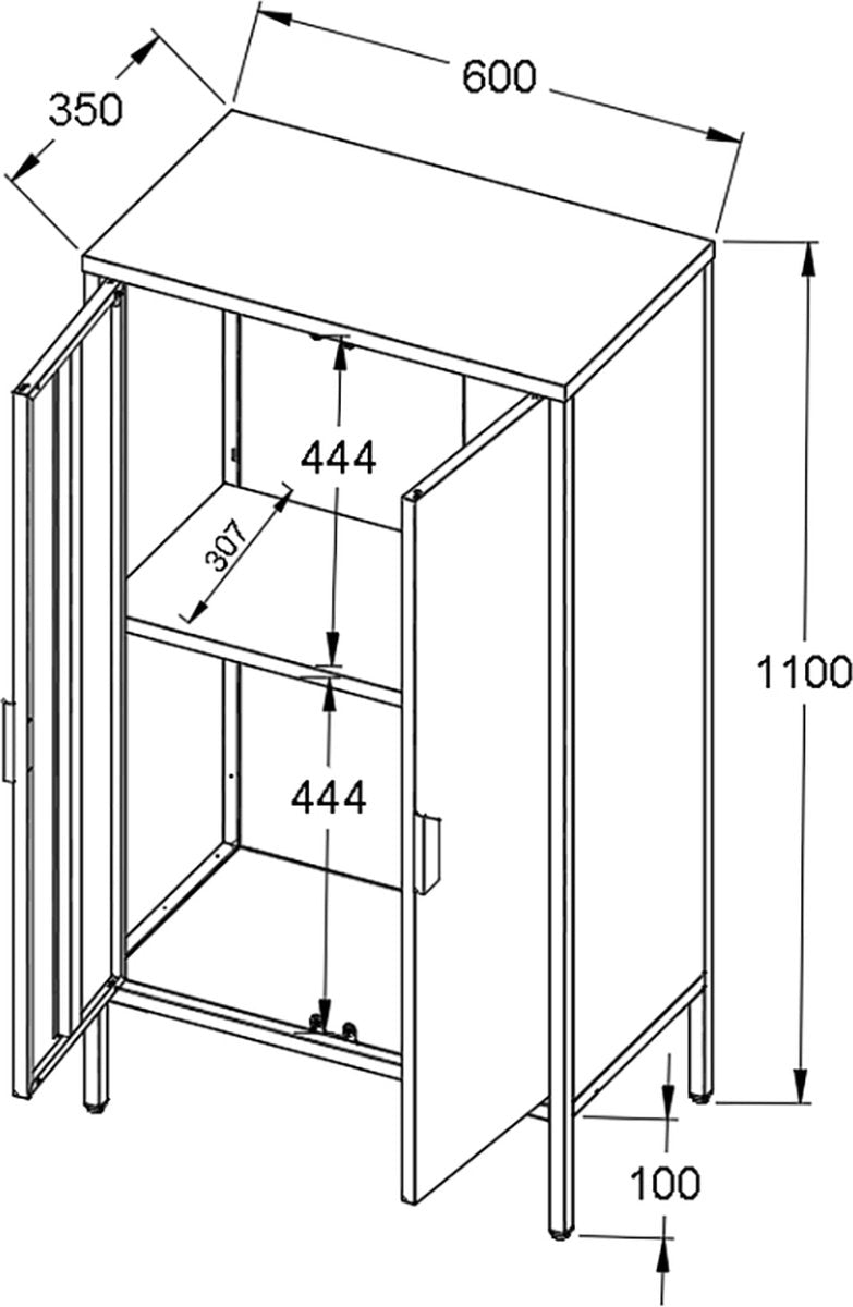 Cassettiera in legno, credenza con ante girevoli