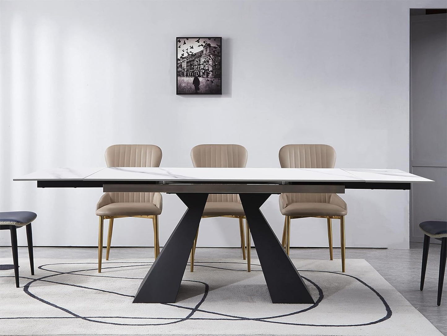 TAVOLO MODERNO CYBERT CALACATTA ALLUNGABILE IN CERAMICA 160-240X90 CM