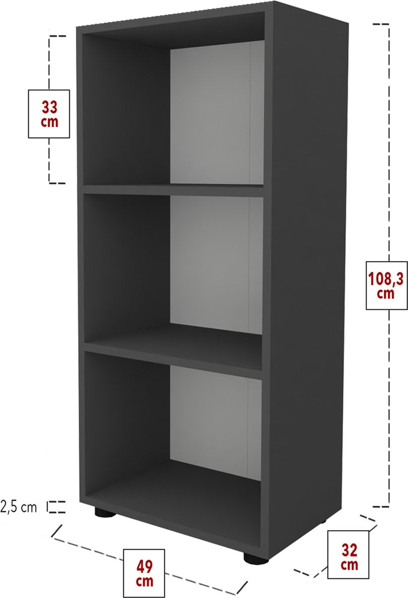 Scaffale per ufficio in legno per libri e cartelle, classificatore L. 49 x A. 108 x P. 32 cm
