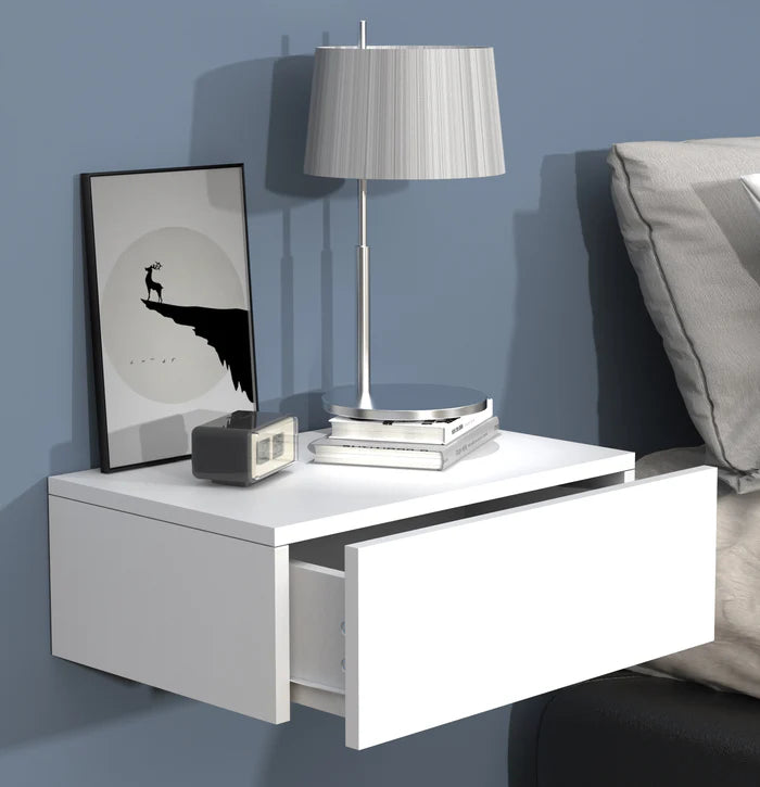 Comodino da parete con cassetto in legno M45 H. 15 x L. 45 x P. 30 cm