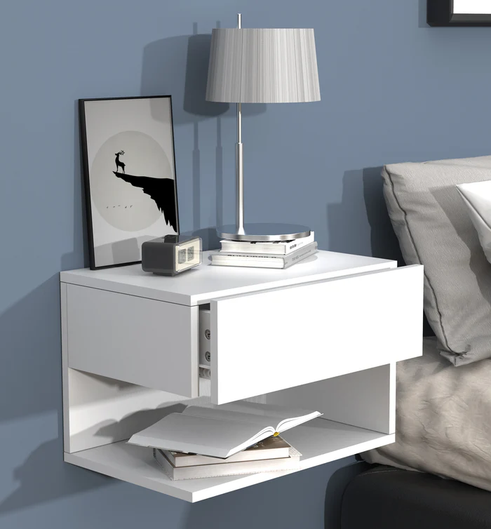 Comodino da letto sospeso a muro con cassetto 30 x 45 x 32 cm