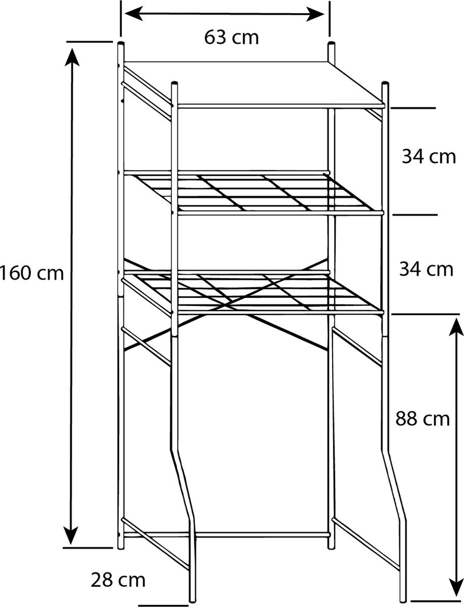 Mobile per lavatrice in metallo Mobiletto bagno salvaspazio L68xP25xH160cm