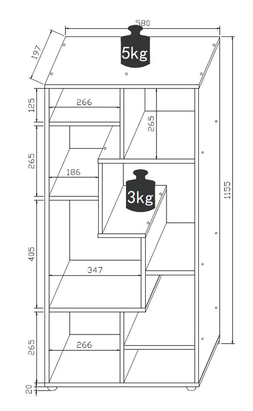 Libreria divisoria in legno mensola