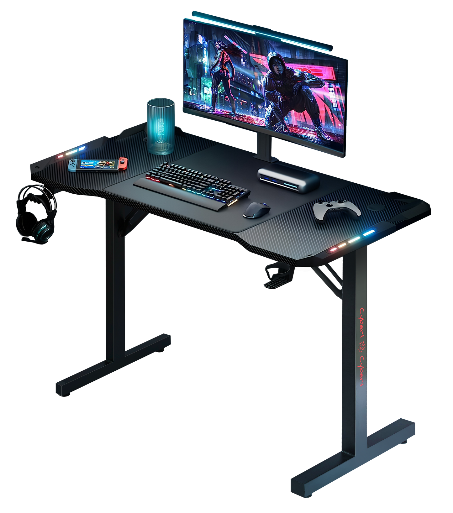 Scrivania Gaming Superficie in carbonio 120cm x 60cm CON REGALO CUFFIE DA GAMING