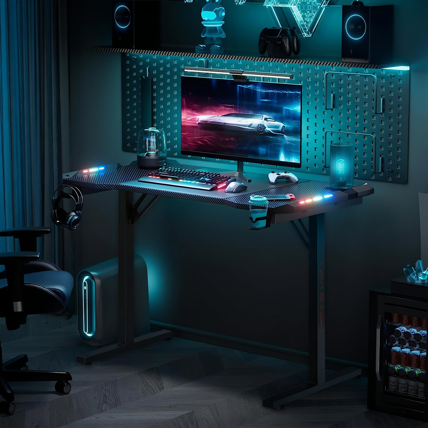 Scrivania Gaming Superficie in carbonio 120cm x 60cm CON REGALO CUFFIE DA GAMING