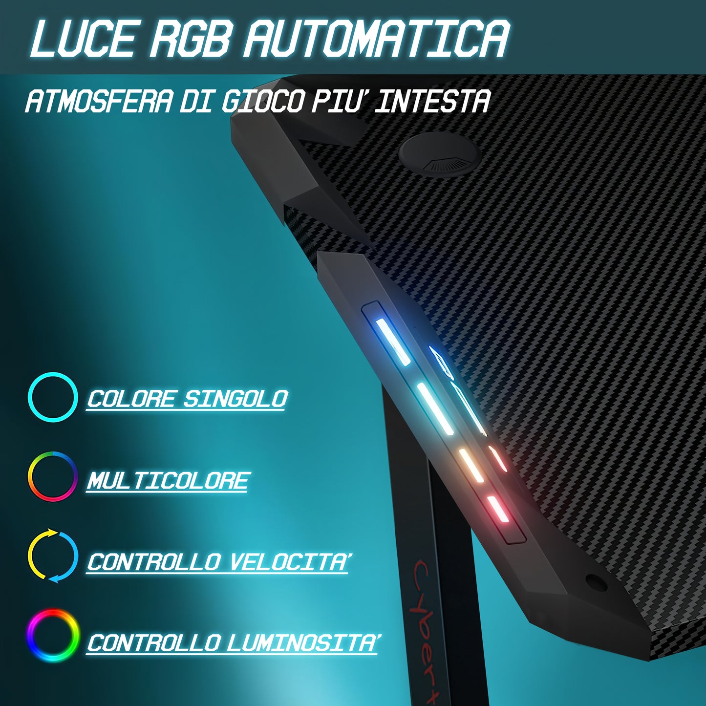 Scrivania Gaming Superficie in carbonio 120cm x 60cm CON REGALO CUFFIE DA GAMING