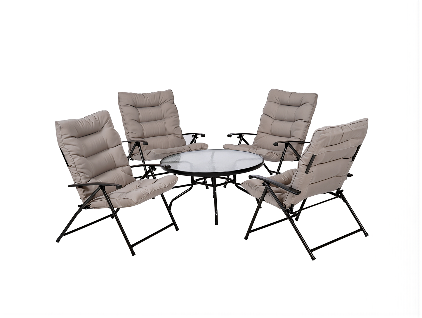 Set da giardino Relax SANTORINI Pieghevole 5 Pezzi tavolino con 4 sedie con Cuscini
