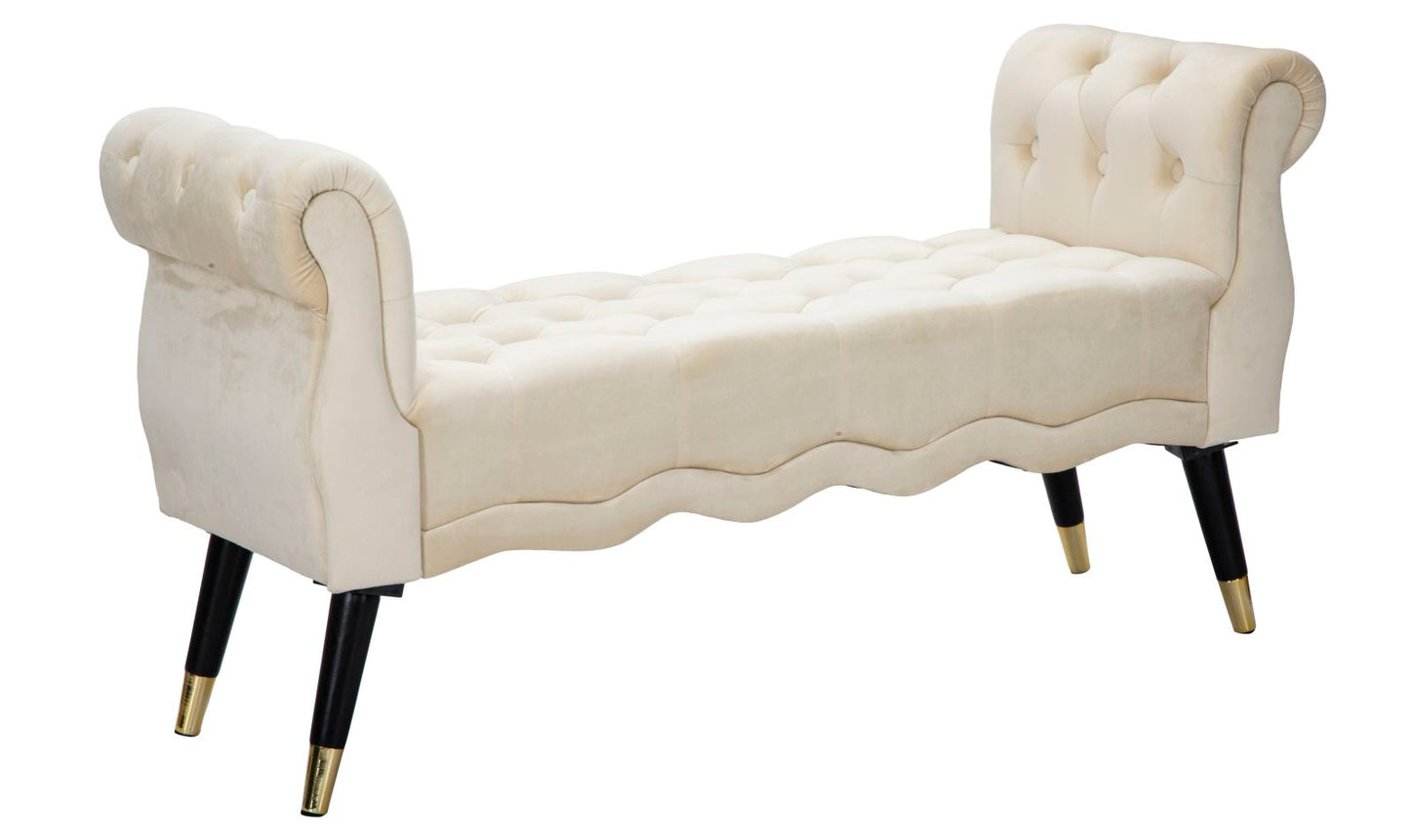 Panchetta PARIS in velluto grigio con dettagli oro – 120x40x60 cm – panca fondoletto/ingresso