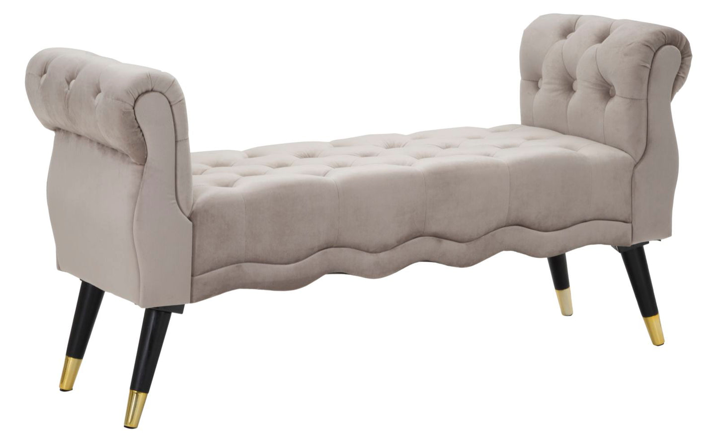 Panchetta PARIS in velluto grigio con dettagli oro – 120x40x60 cm – panca fondoletto/ingresso