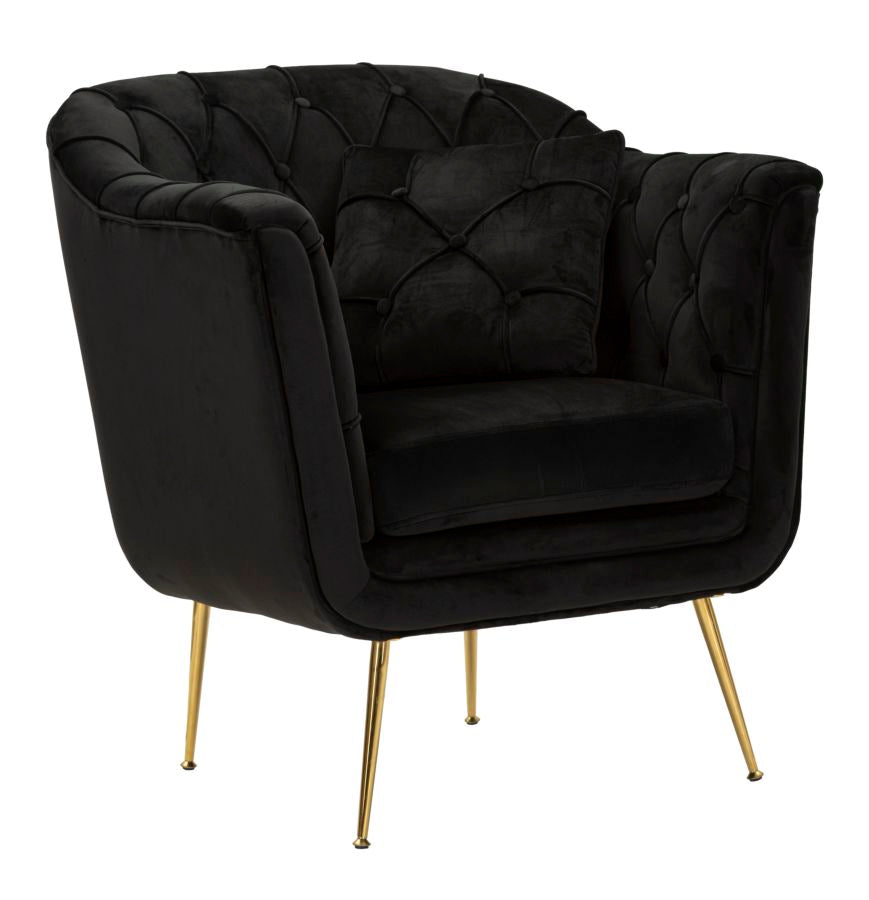 Poltrona Budapest in velluto/tessuto nero con cuscino – Mauro Ferretti – 88x83x91 cm