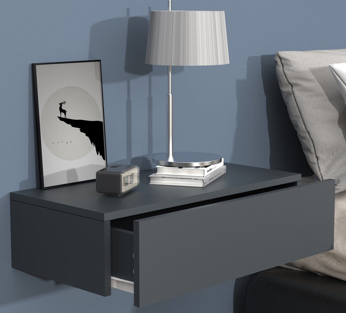 Comodino da parete con cassetto in legno  M60 H. 15 x L. 60 x P. 30 cm