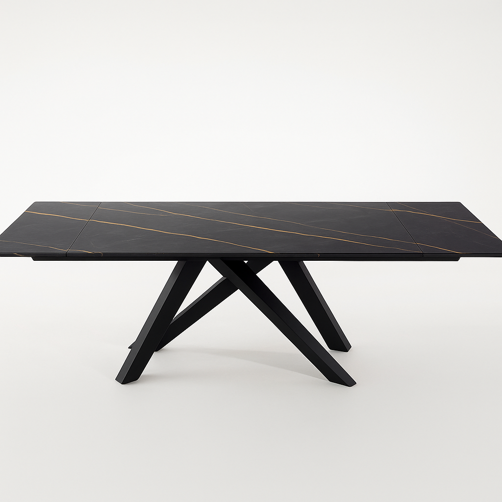 TAVOLO MODERNO CYBERT SAHARA NOIR DI DESIGN ALLUNGABILE IN CERAMICA 160-240CM - GAMBE INCROCIATE
