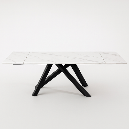 Tavolo allungabile in ceramica 160–240 cm con gambe incrociate in ferro