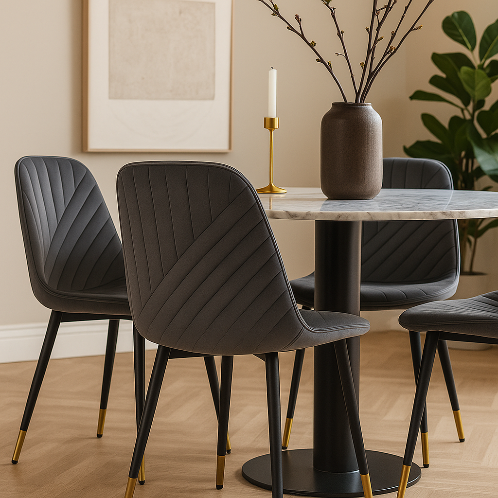 4 SEDIE sedie in velluto grigio con gambe in ferro nero – seduta ergonomica  – sedie da pranzo moderne per cucina, soggiorno o sala d’attesa