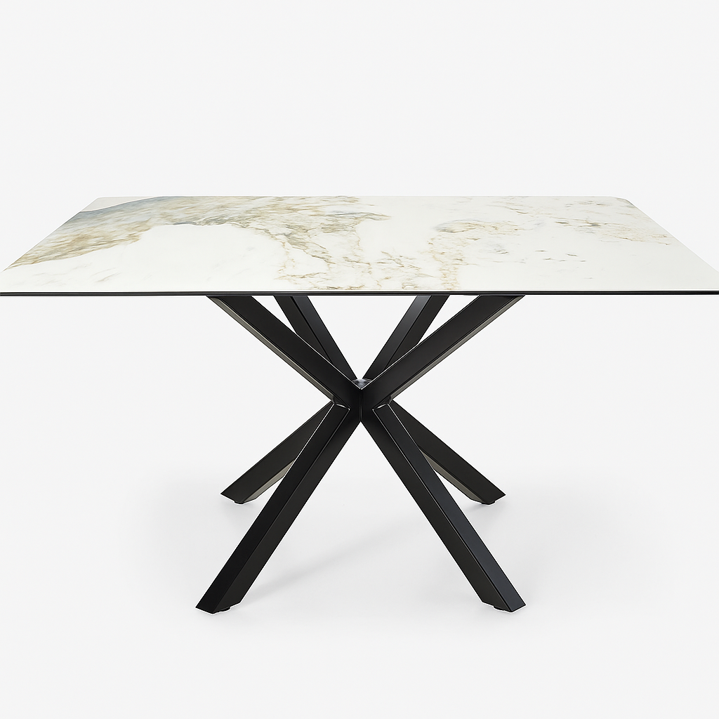 TAVOLO IN CERAMICA DA PRANZO CON SUPERFICIE LUCIDA 150x90cm