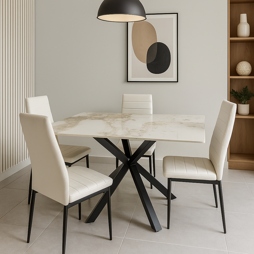 TAVOLO IN CERAMICA DA PRANZO CON SUPERFICIE LUCIDA 150x90cm