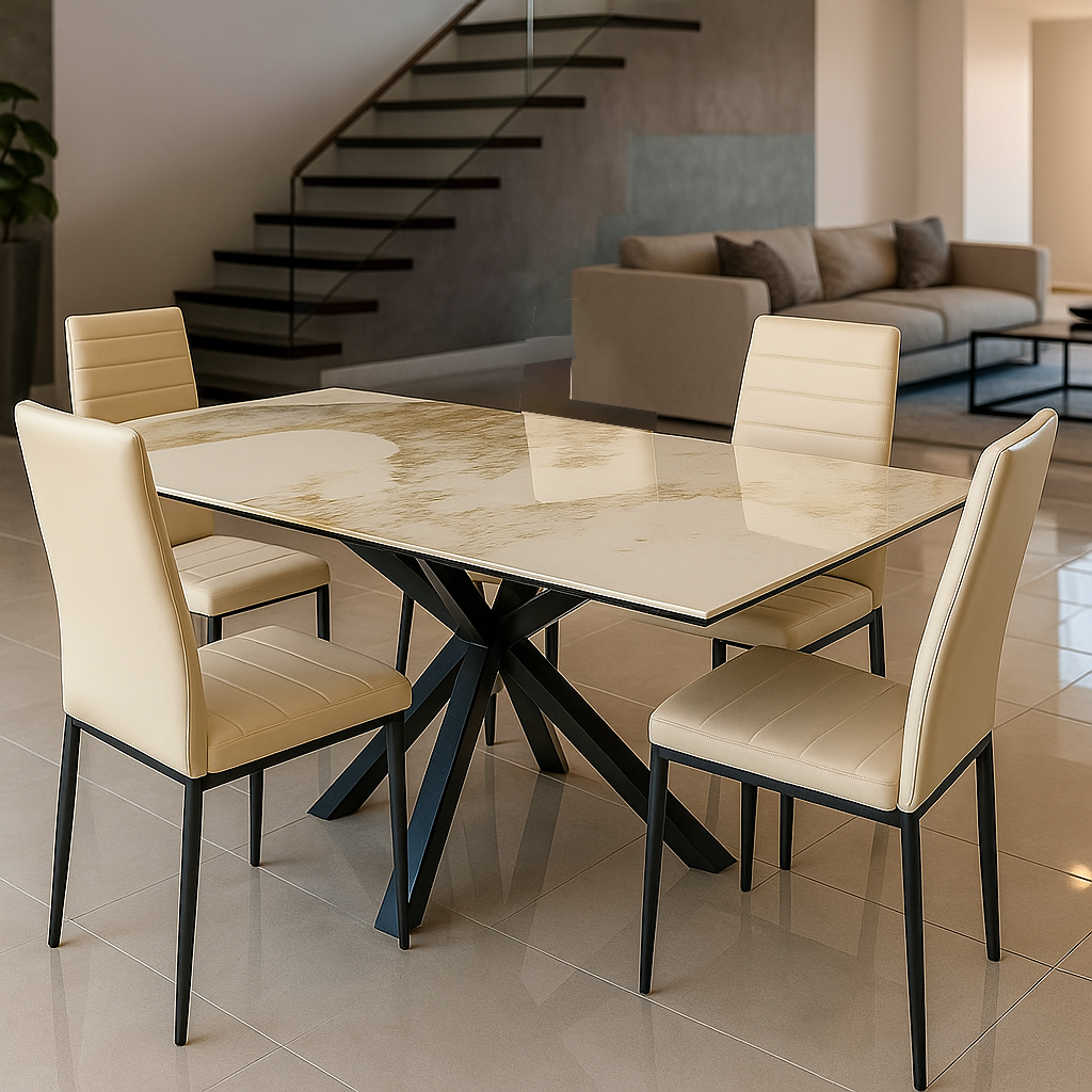 TAVOLO IN CERAMICA DA PRANZO CON SUPERFICIE LUCIDA 150x90cm