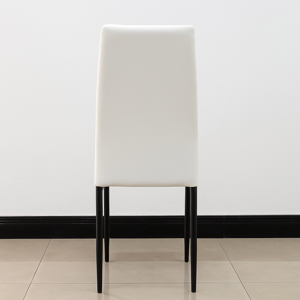 Set 4 sedie in ecopelle con gambe in metallo – schienale alto, imbottitura confortevole – colori bianco, nero o marrone – sedie da pranzo moderne per cucina, soggiorno o sala d’attesa