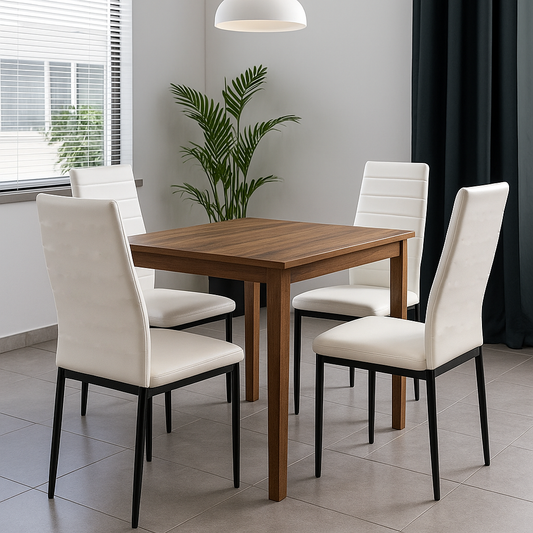 Set 4 sedie in ecopelle con gambe in metallo – schienale alto, imbottitura confortevole – colori bianco, nero o marrone – sedie da pranzo moderne per cucina, soggiorno o sala d’attesa