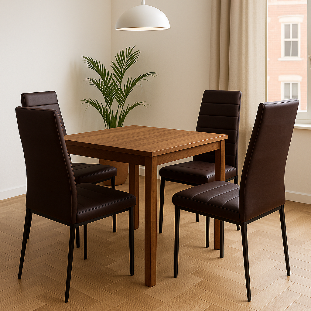 Set 4 sedie in ecopelle con gambe in metallo – schienale alto, imbottitura confortevole – colori bianco, nero o marrone – sedie da pranzo moderne per cucina, soggiorno o sala d’attesa